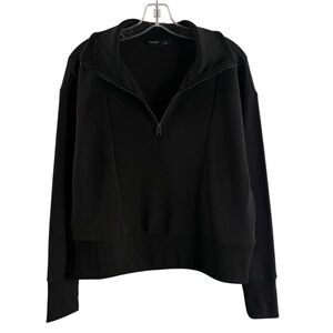 Simply Vera Vera Wang Black Ribbed Half-Zip Top NWT $49